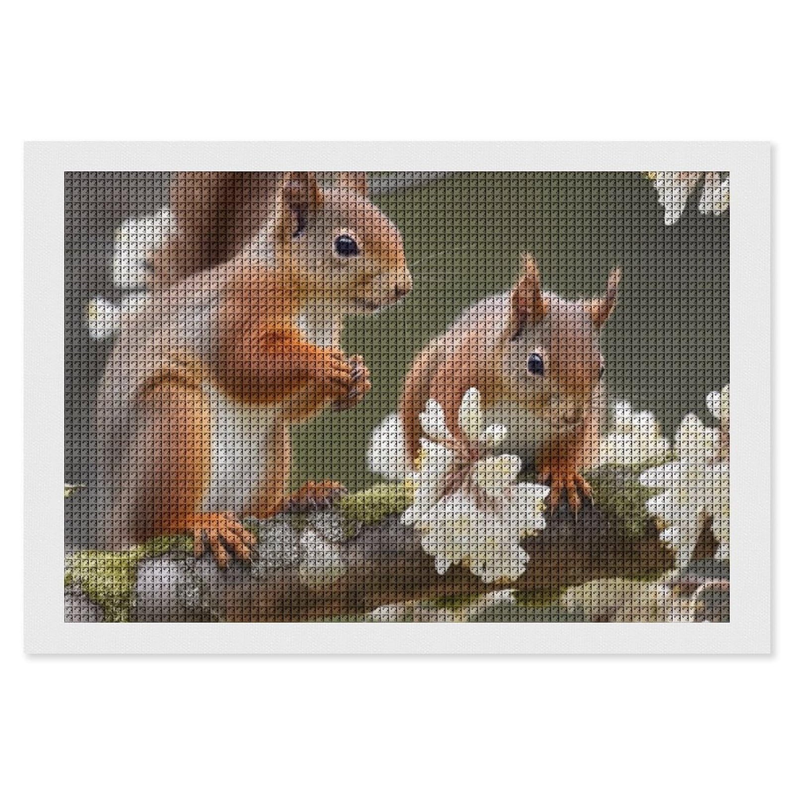 Squirrels Diamond Art Kits for Adults, DIY 5D Diamonds Painting Kits for Beginner, Round Full Drill Diamond Dots Painting, 8"x12" Diamonds Pictures Gem Art and Crafts Wall Decor