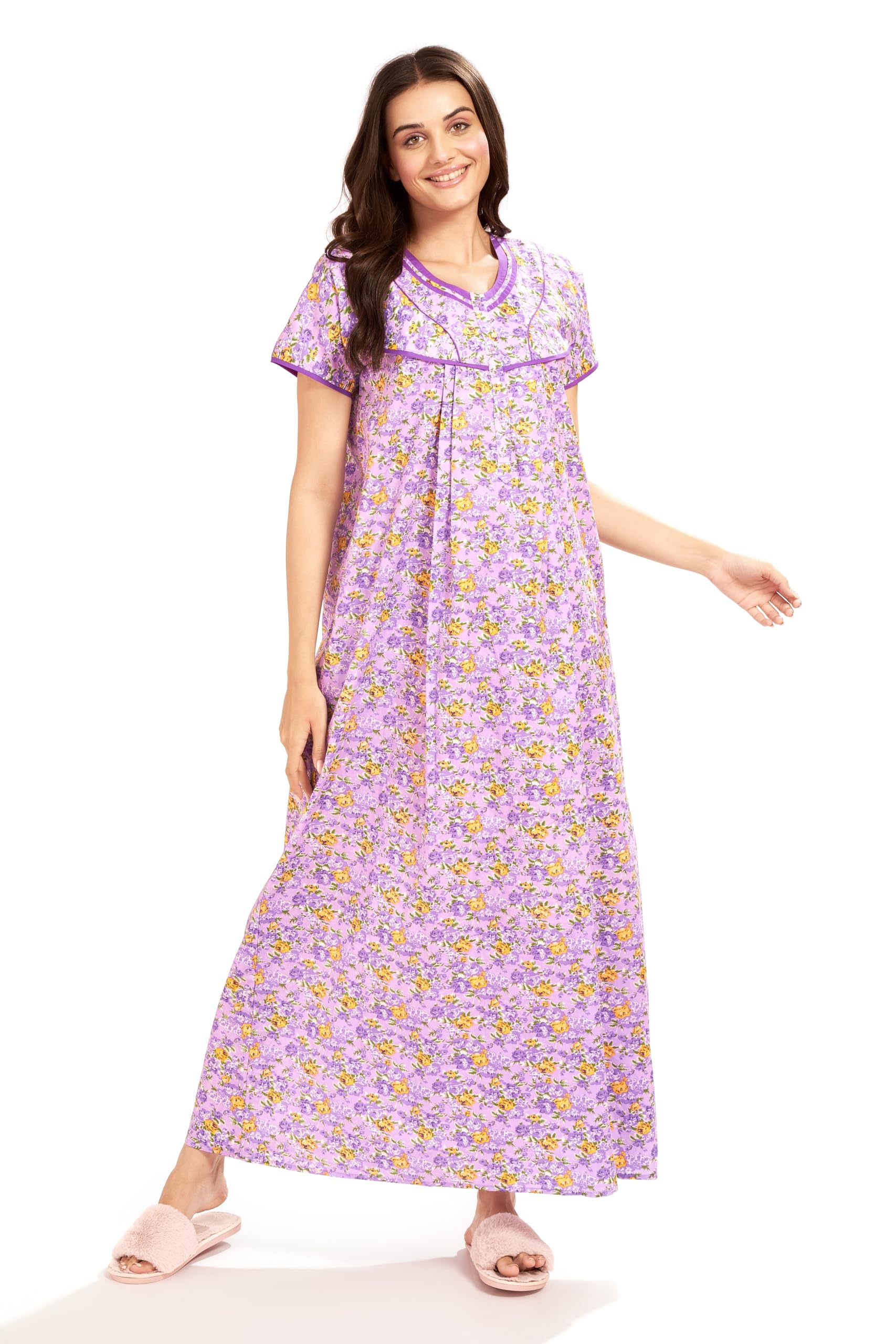 Women's Cotton Printed� Maxi Nighty-image-42