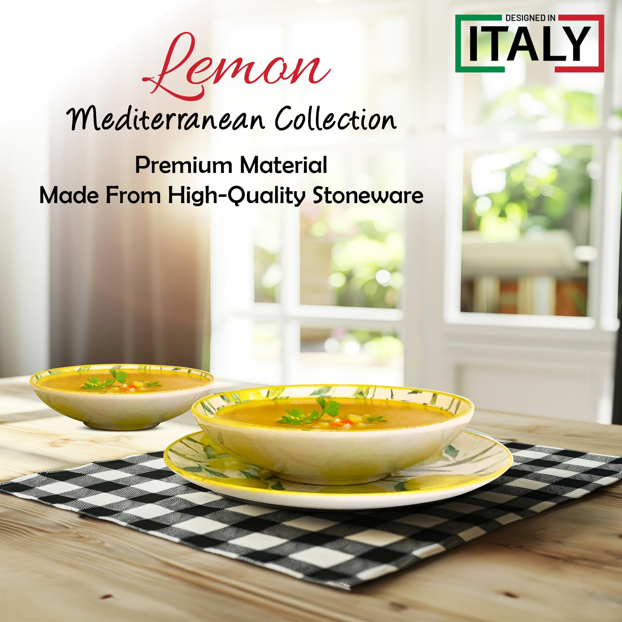 Mediterrane Teller Mit Sardinen Motiv - Steinzeug Geschirr 2er Set