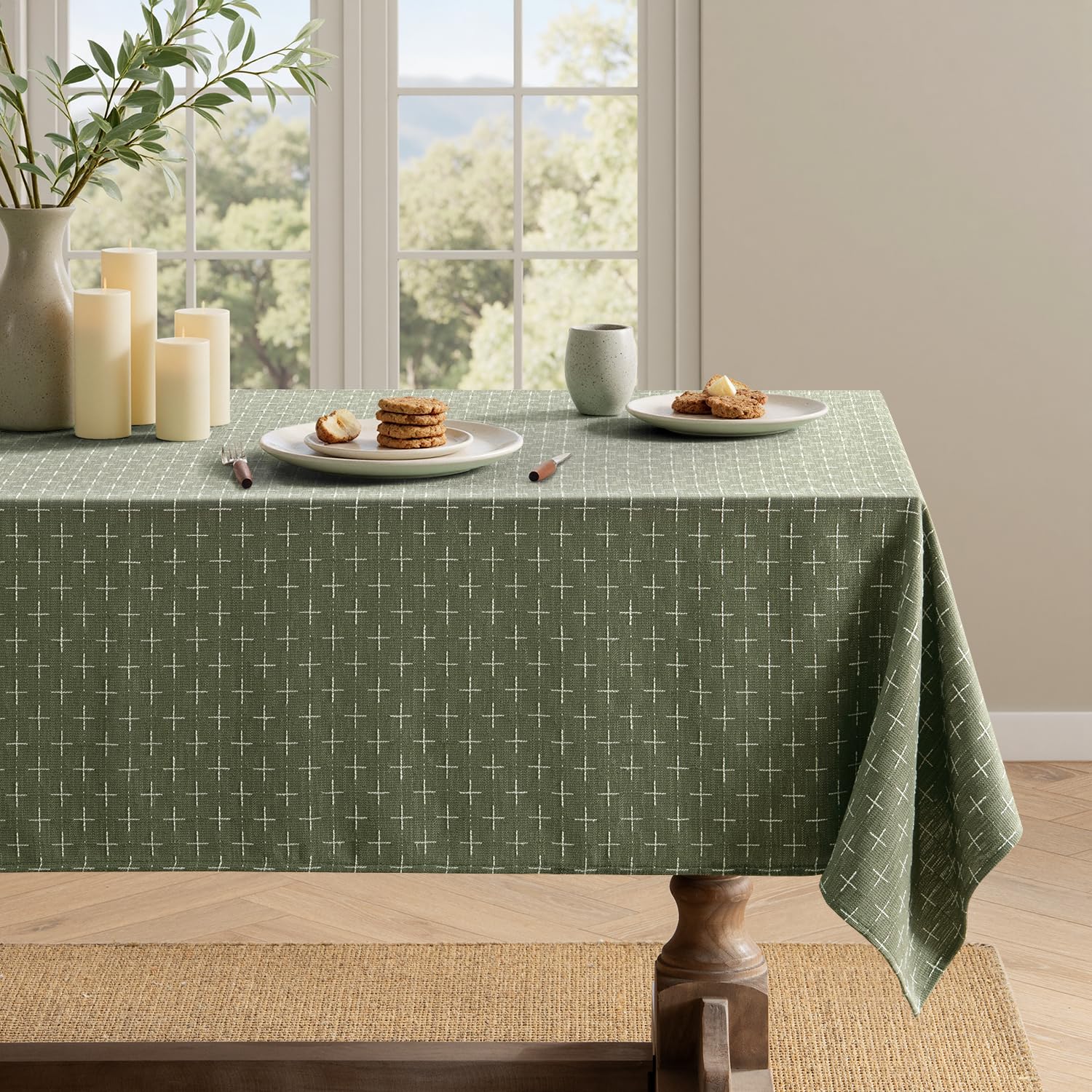 MIULEE Olive Green Linen Tablecloth