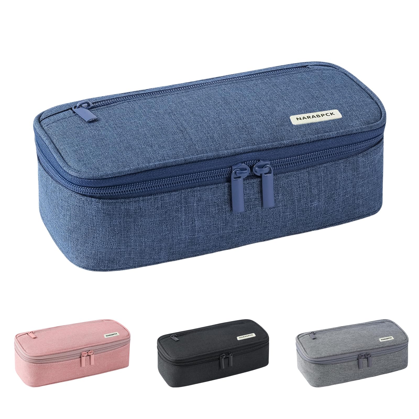 Large Capacity Pencil Case, Big Pencil Pouch with Durable Zipper,Extra Big Pencil Bag Organizer,Cute Pencil Case Aesthetic Pen Pouch Bag for Office Art (Navy Blue)