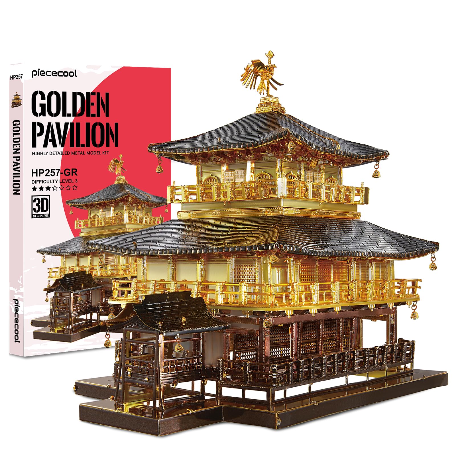 Piececool 3D Puzzles for Adults, Kinkaku-ji Golden Pavilion Metal