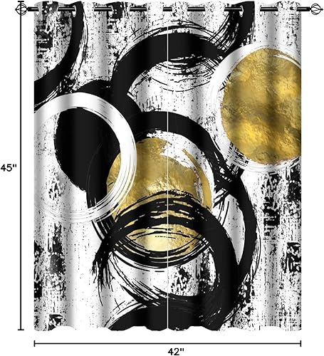 Miniatura 9 de Cortinas opacas abstractas modernas de color blanco y negro, textura geométrica, pintura al óleo, con ojales, juego de tratamiento de ventana,