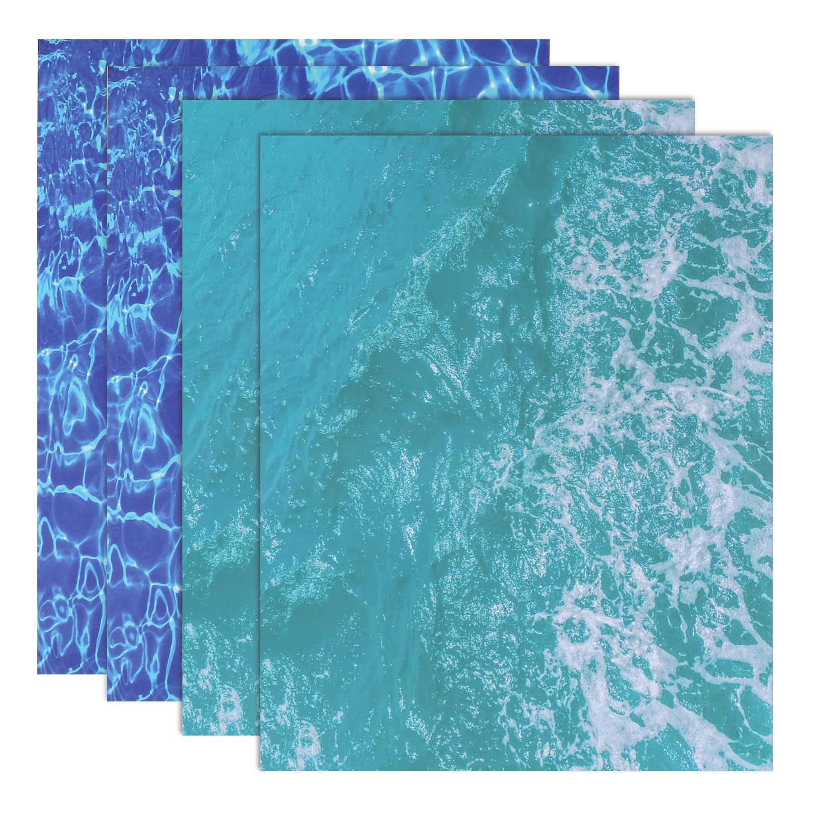 sourcing map 4 Pcs Ripple Water Sticker, Self Adhesive Artificial Water Wave Effect Stickers 11.69"x8.27" Dollhouse Wallpaper Sheets for DIY Dollhouse, Miniature Landscapes, Dark Blue,Green