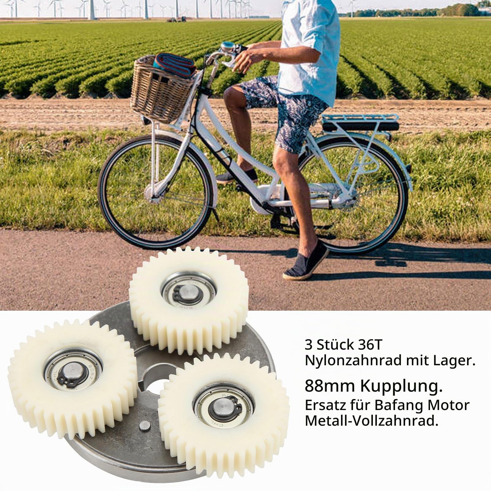 36 Zähne Planetengetriebe Kupplung für Bafang, Nylon elektronische Motor Getriebe und 88mm Kupplung Kit Professionelles Zubehör für Elektrische Fahrrad Motor Kupplung