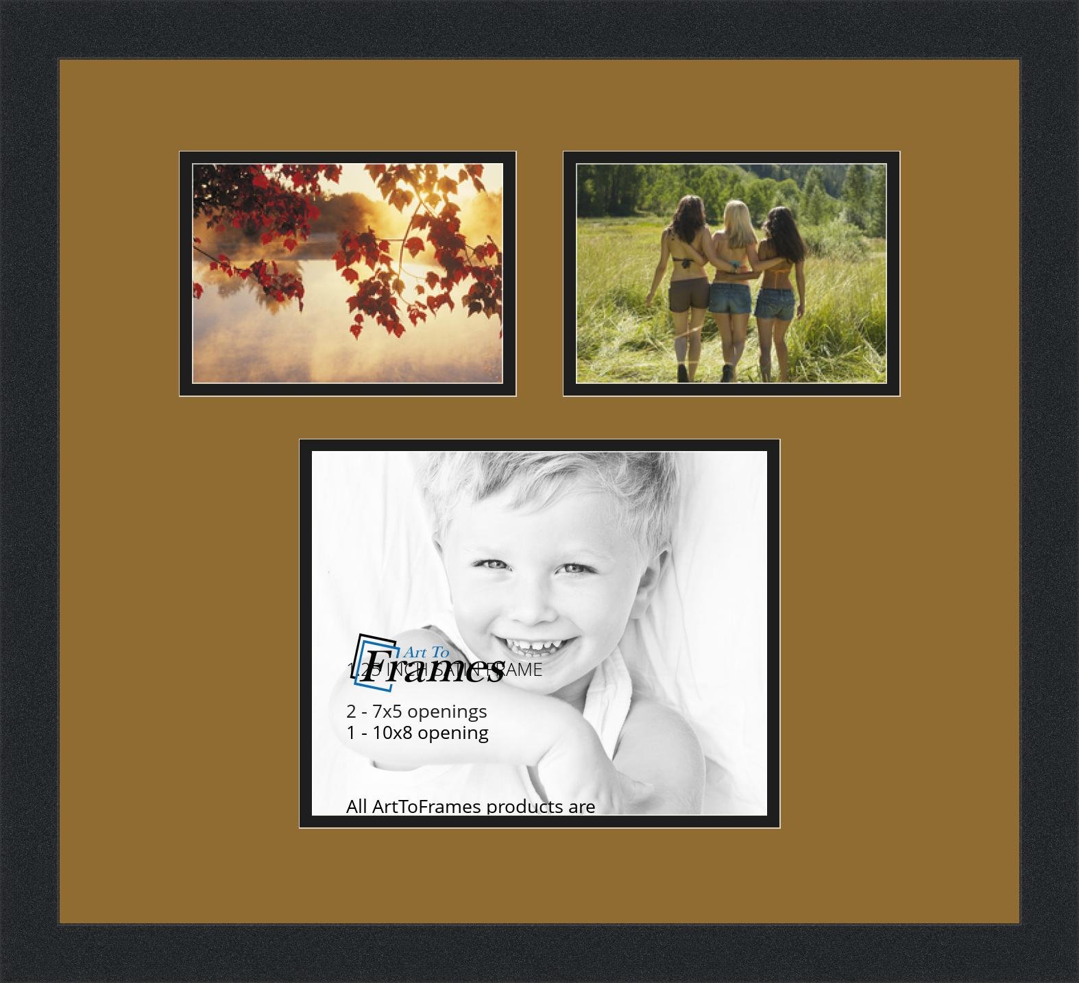 ArtToFrames Collage Photo Frame Double Mat with 1-8x10 and 2-5x7 Openings and Satin Black Frame
