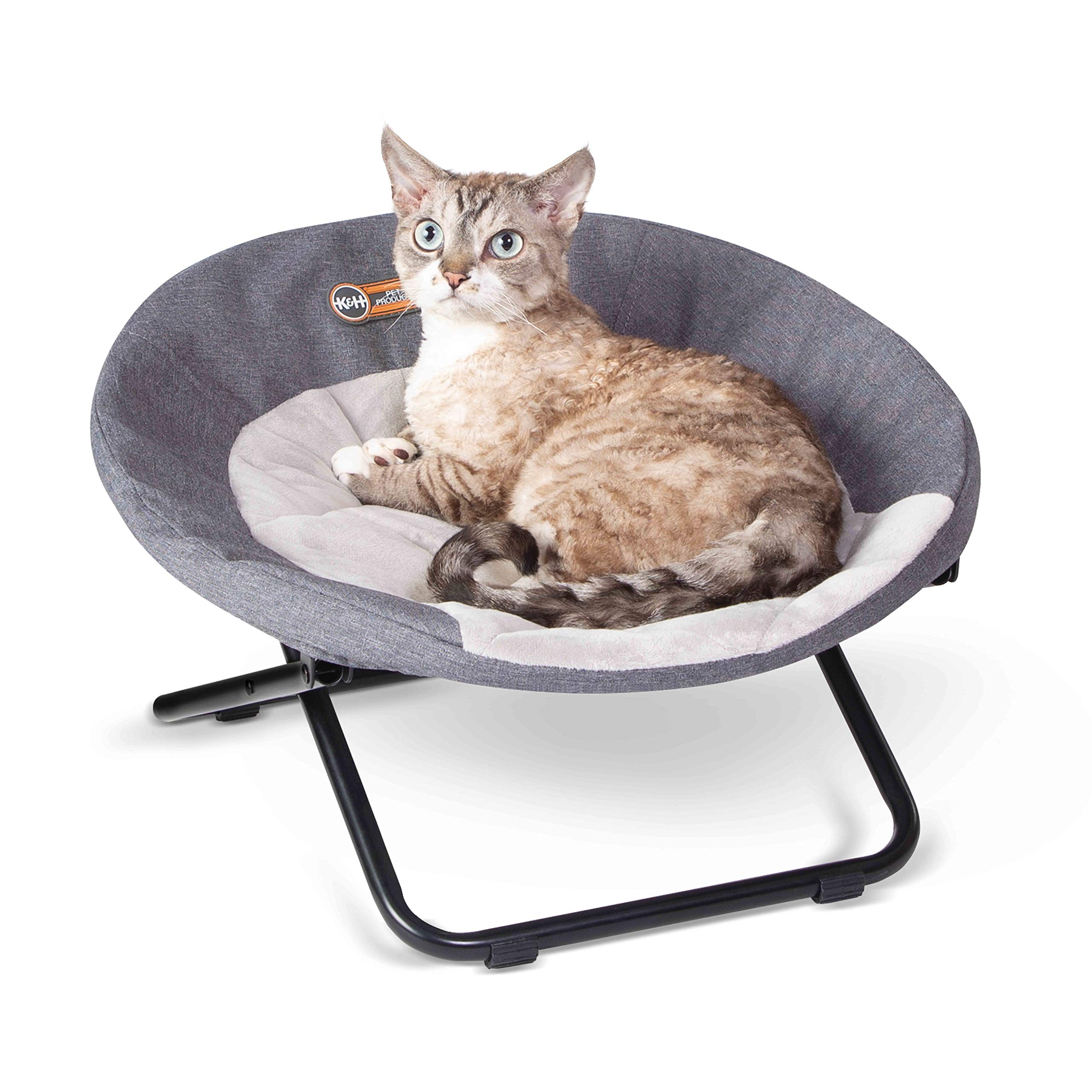 K&H Pet ProductsCozy Cot Elevated Pet Bed, Dish Chair for Dogs and Cats, Machine Washable, Gray, Small 19 Inches