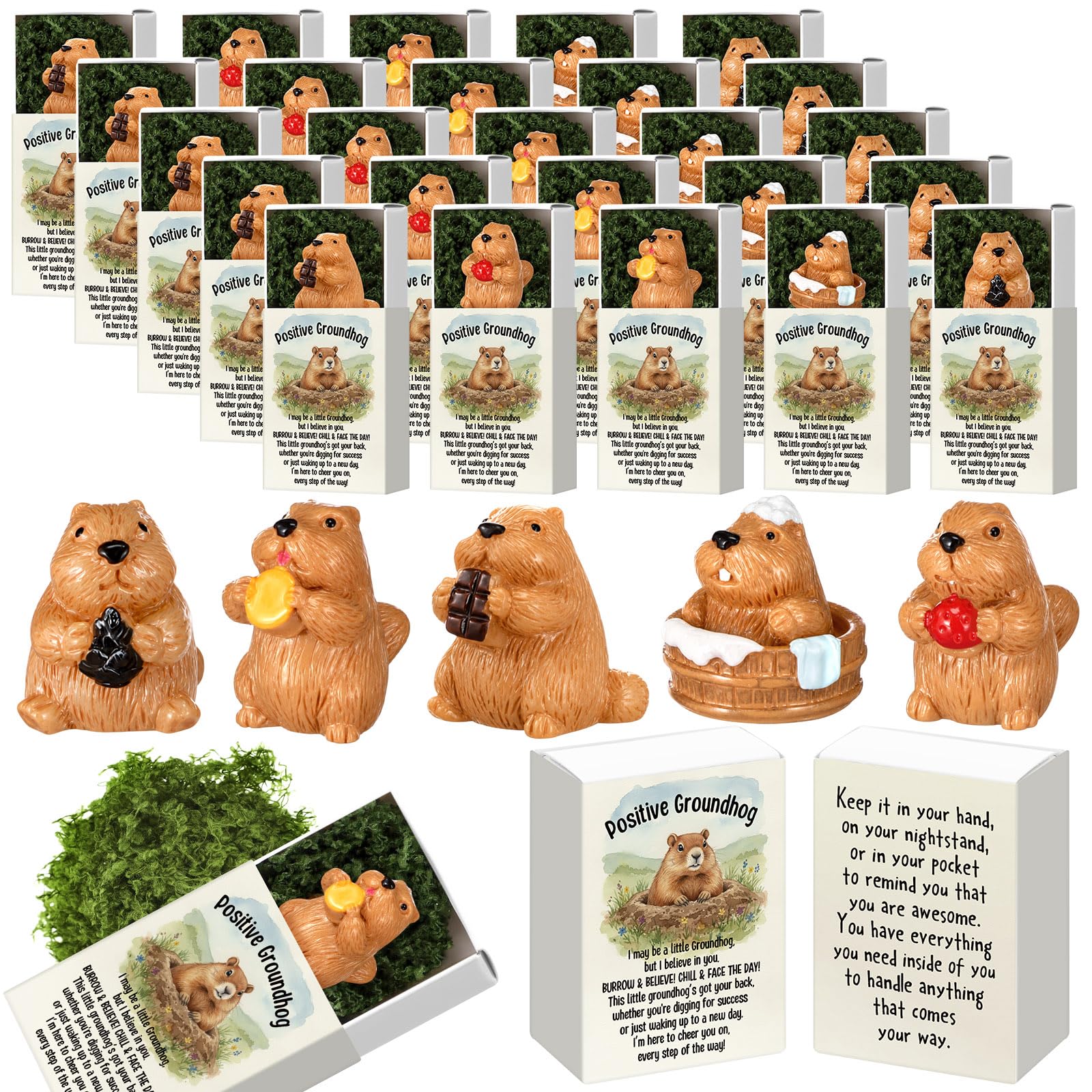 Animaux de soutien émotionnel en résine, mini compagnons bien-être lot de 50