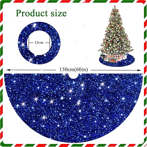 Miniatura 104 de Falda negra para árbol de Navidad de 46 pulgadas, falda de árbol de lentejuelas de terciopelo para árboles grandes, falda de árbol de Navidad