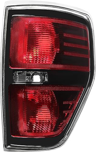 KUAFU Lámpara de freno de luz trasera compatible con Ford F-150 F150 2009-2014 Reemplazo para FO2819148 FO2819143 carcasa negra, lente transparente