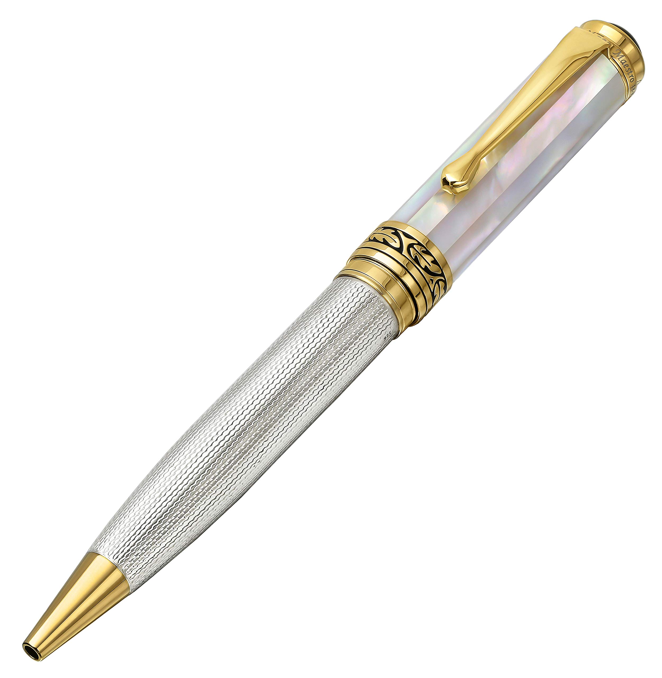 Xezo Maestro　ローラーボールペン　オーシャンホワイト【限定版】 Xezo | Maestro White MOP R | Xezo Maestro® 18K Gold Plated