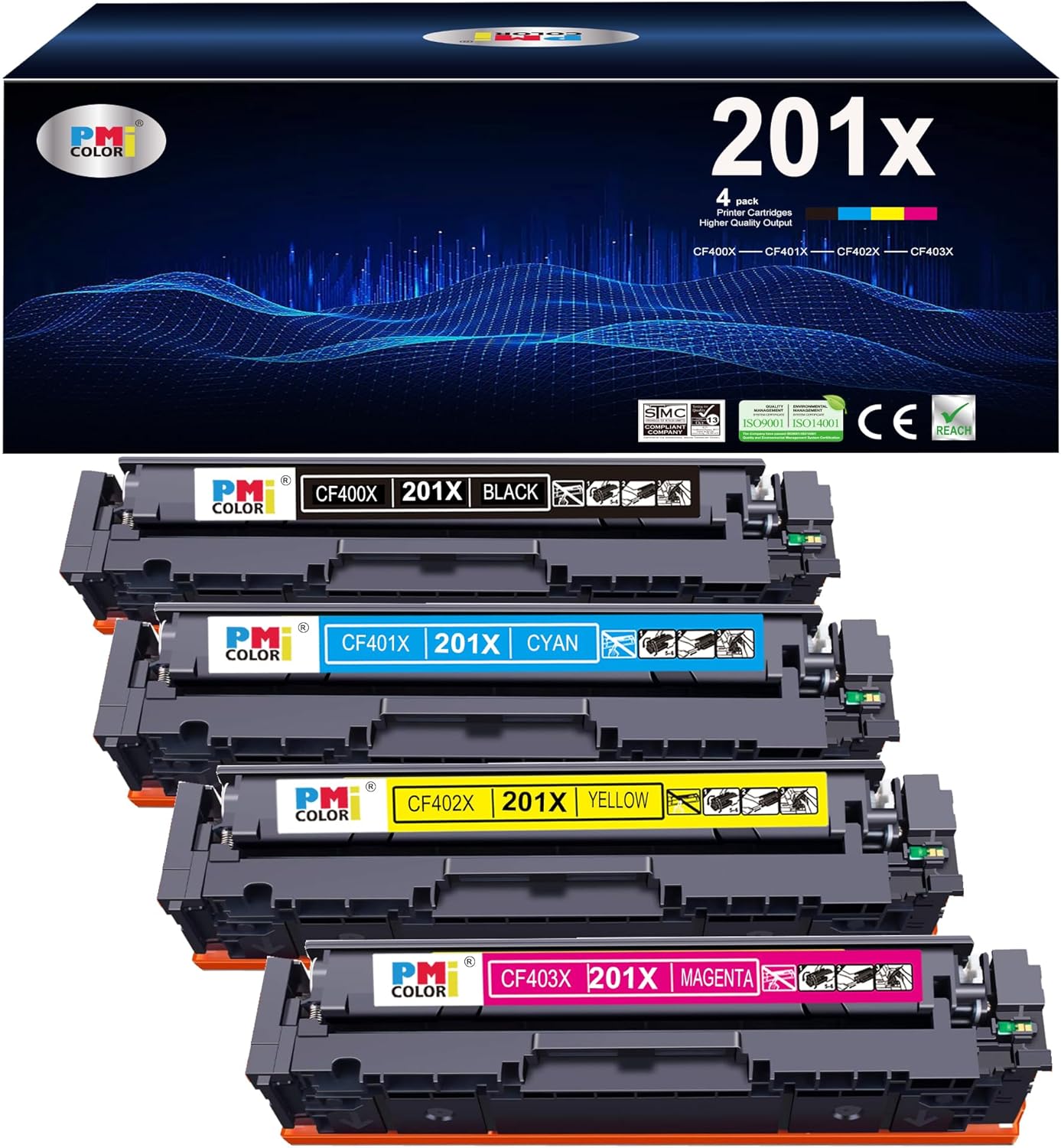 4 Pack Replacement for HP 201A 201X High-Yield Toner Cartridge for HP Color Pro MFP M277dw M252dw M277n M277c6 M252n M277 Printer Toner (Black, Cyan, Magenta, Yellow)