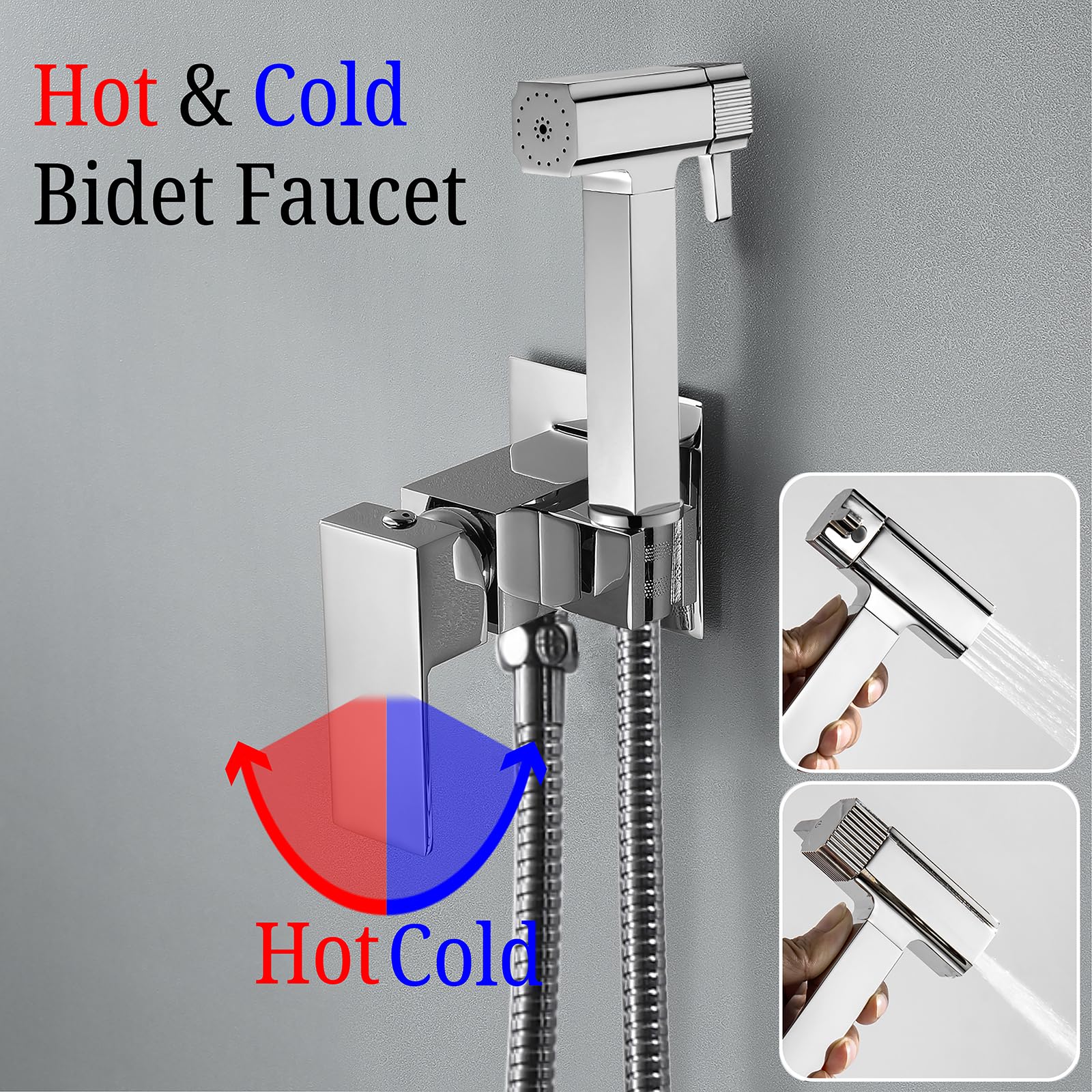 Bidet Handbrause für Toilette Armaturen WC Mit Dual-Modus (Jet/Stream) - Messing Wandhalterung für Waschbecken, Bad, Küche Mit 1.2M Schlauch, Chrom
