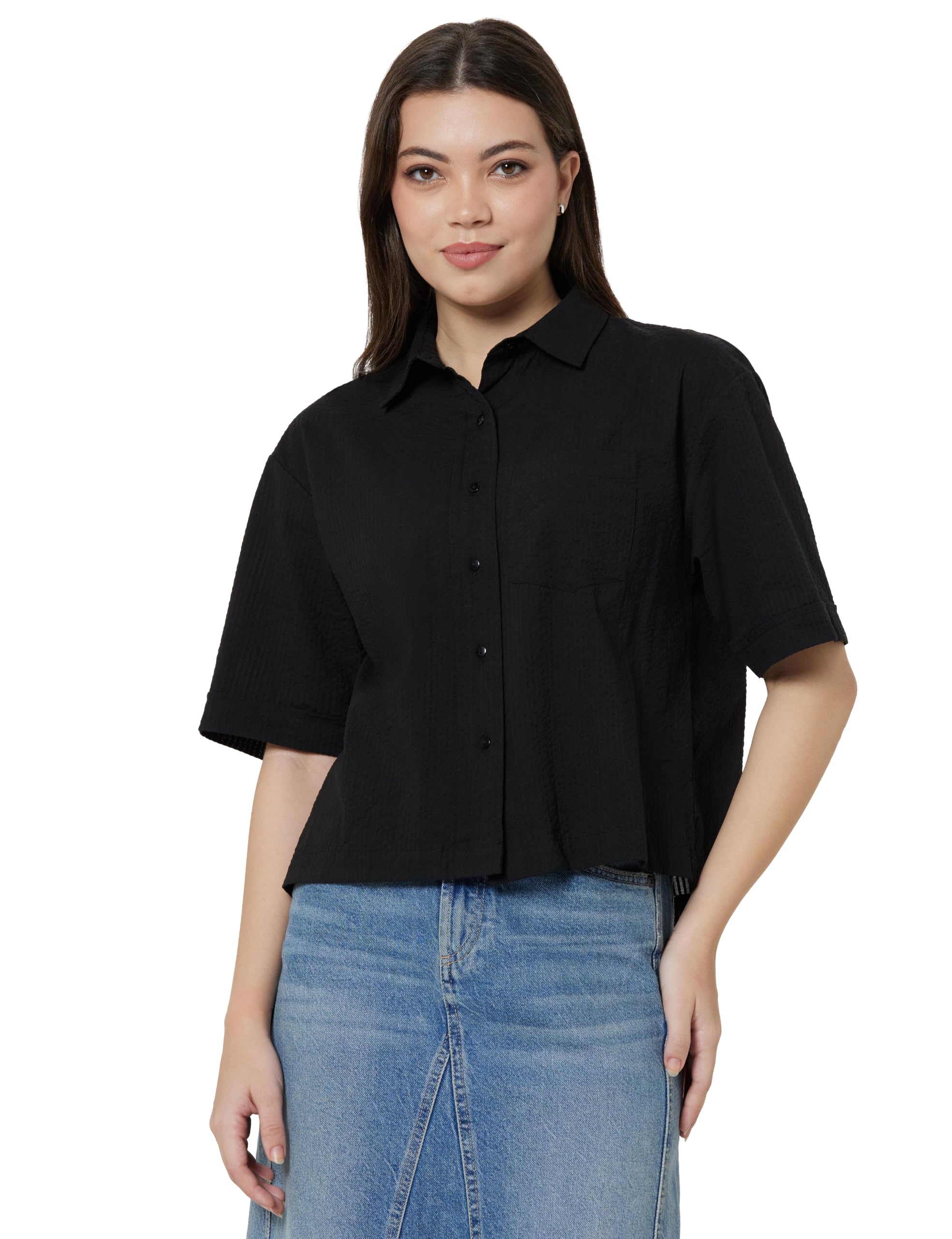 amazon brand - symbol Women's Cotton Button Down Shirt (Regular Fit | Half Sleeve) (Available in Plus Sizes)-picture-17