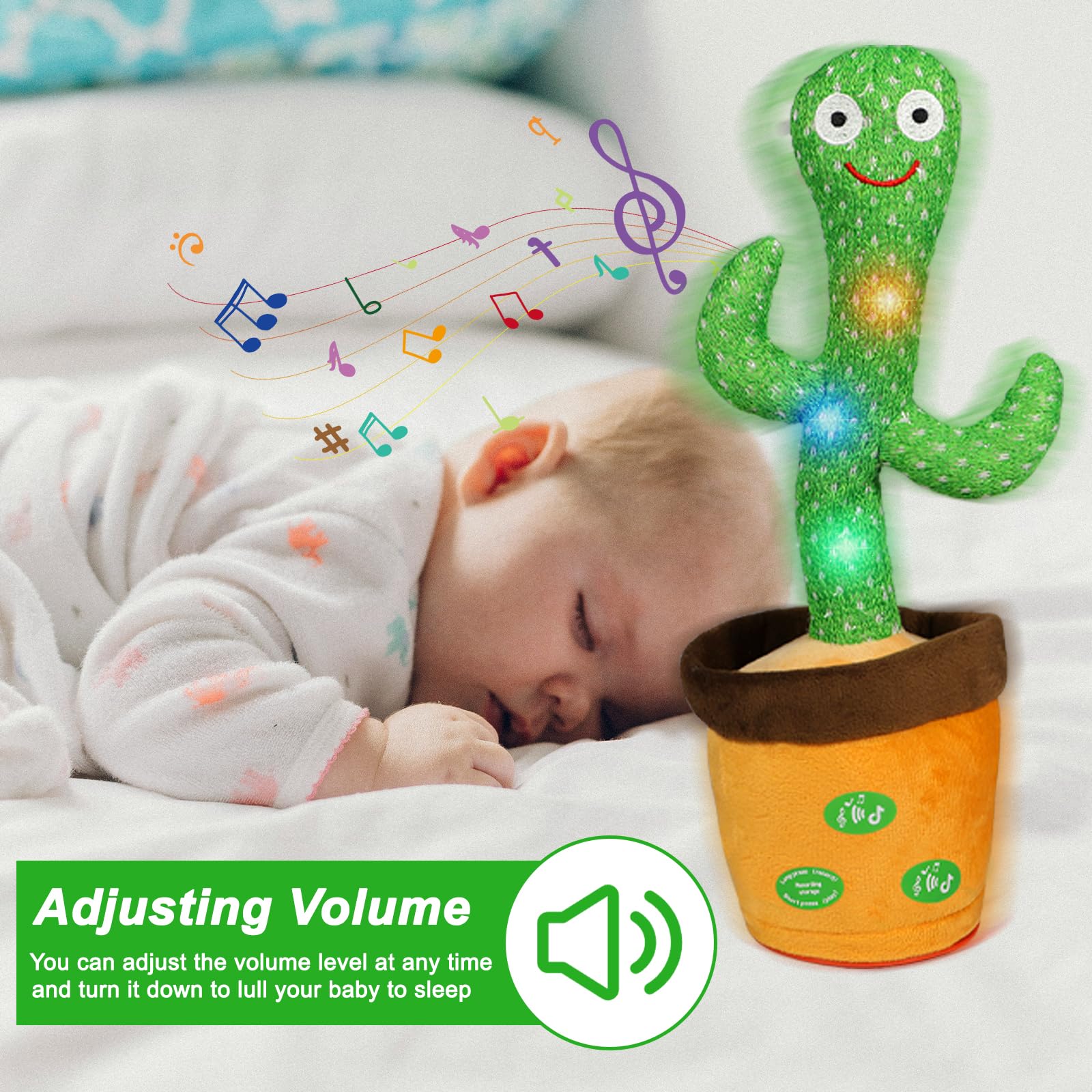 MeHoo Cactus Qui Danse et Répète avec Contrôle du Volume Jouet Éducatif pour Bébé