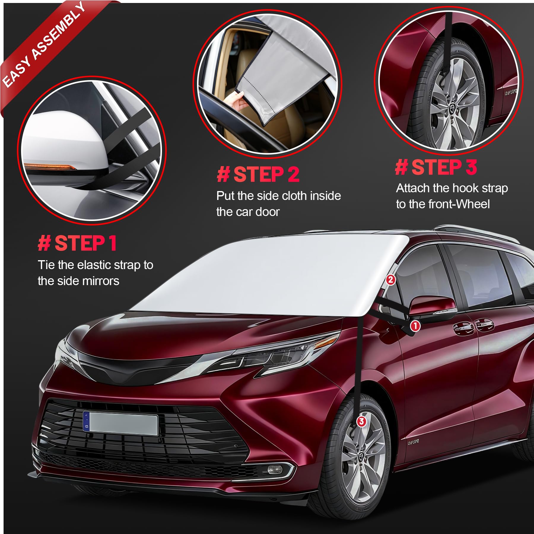 Zettum Pare Soleil Voiture 600D Imperméable UV SUV Monospace 177×127 cm | Pour gros véhicules, isolant solaire. Tissu PU résistant, fixation anti-vent, ne se décolor pas longtemps.