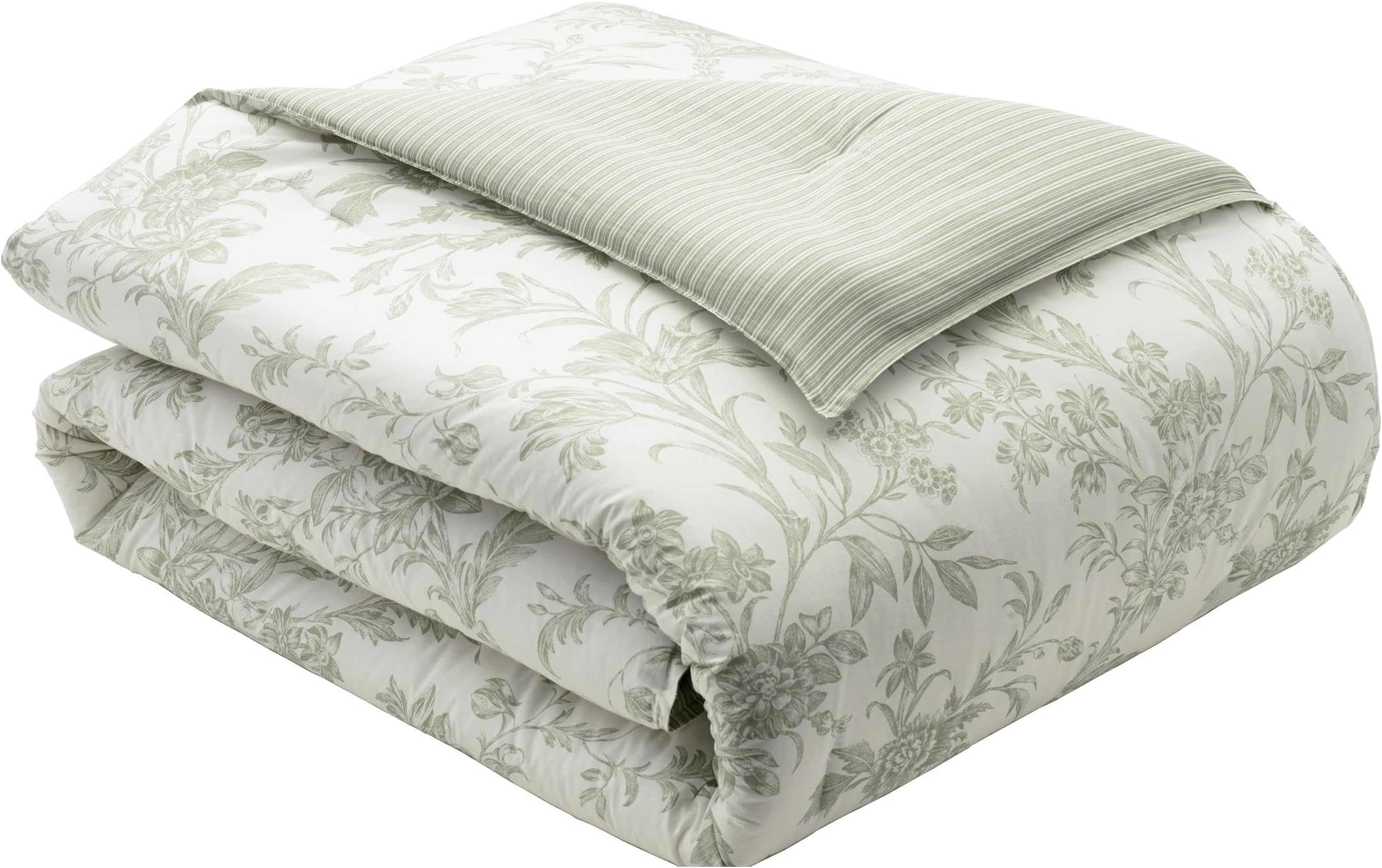 Laura Ashley Natalie Bonus Comforter Set, King, Soft Green
