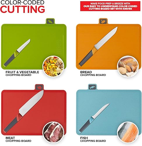 Miniatura 3 de Modern Innovations Smart Cutting Boards and Knife Set, Self Cleaning Cutting Board & Knives Holder, Color Coded Cutting Board Set With Knives,