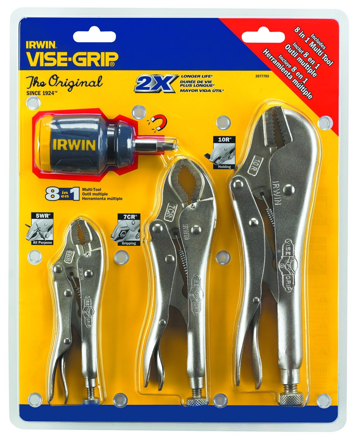 IRWIN 2077703 Vise-Grip Fast Release Locking Pliers Set with Free 8-in-1 Multi-Tool, 3-Piece