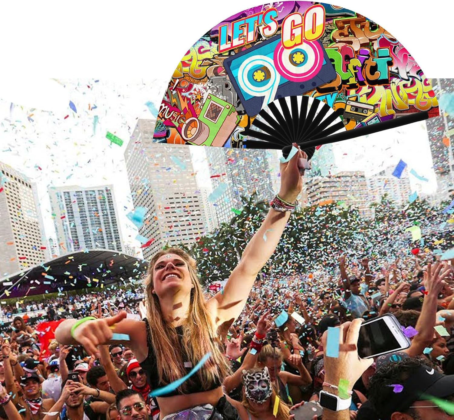 Personalized Line Dance Popping Fan Decorative Folding Fans Custom Photo Text Handheld Clap Fans for Line Dancing Wedding Church Party Cosplay Club Foldable 13 In-100PC