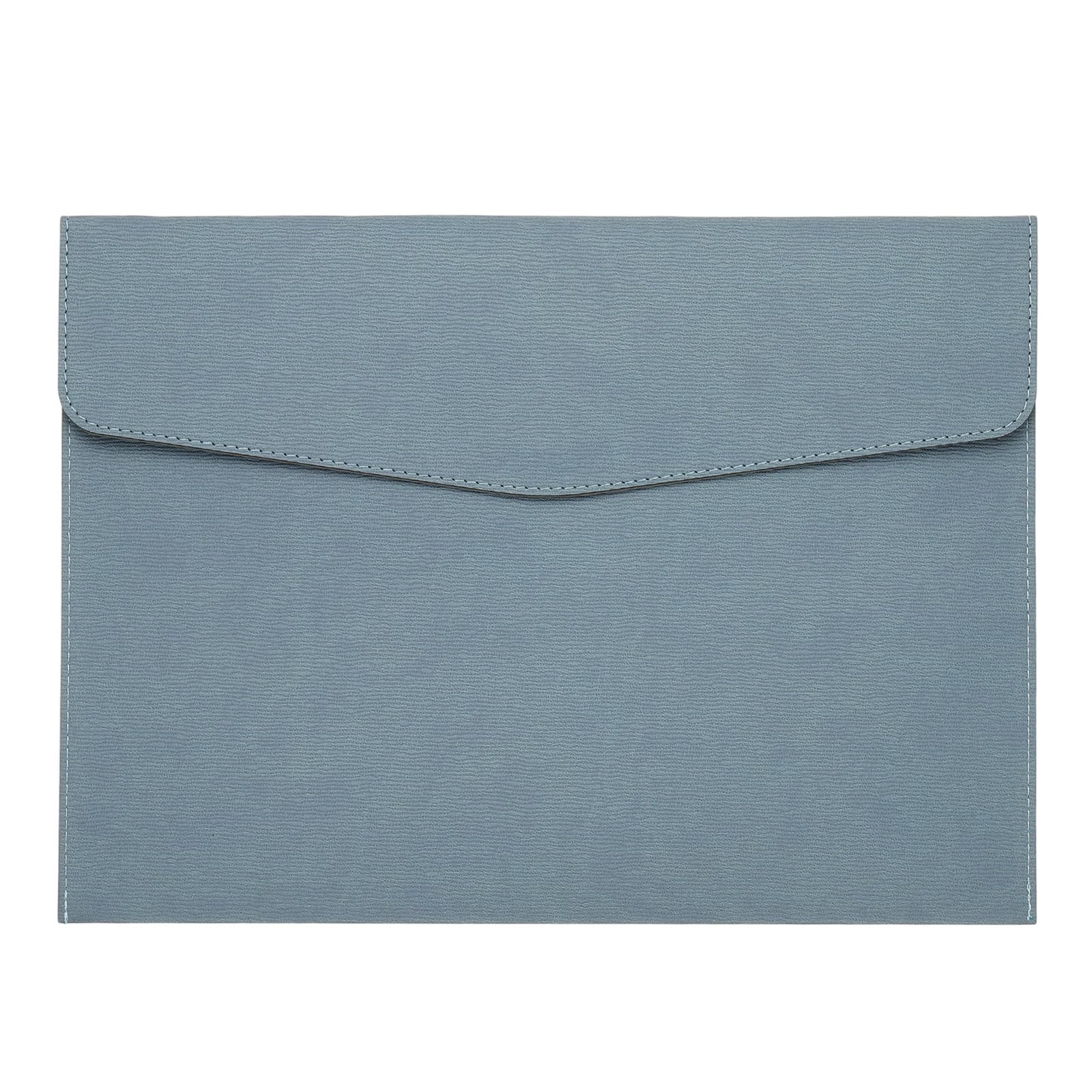 PATIKIL PU Leather A4 File Folder, Document Holder Filing Organizer Portfolio Envelope Folder Case with Snap Closure for Letter Receipt Style 4, Blue