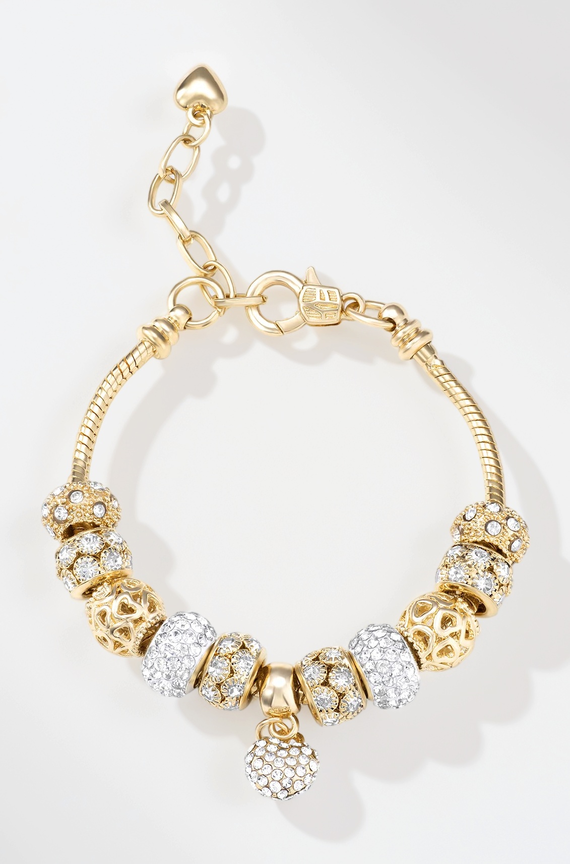 Cubic Zirconia Heart Charm Bracelet Gift for Women & Girls