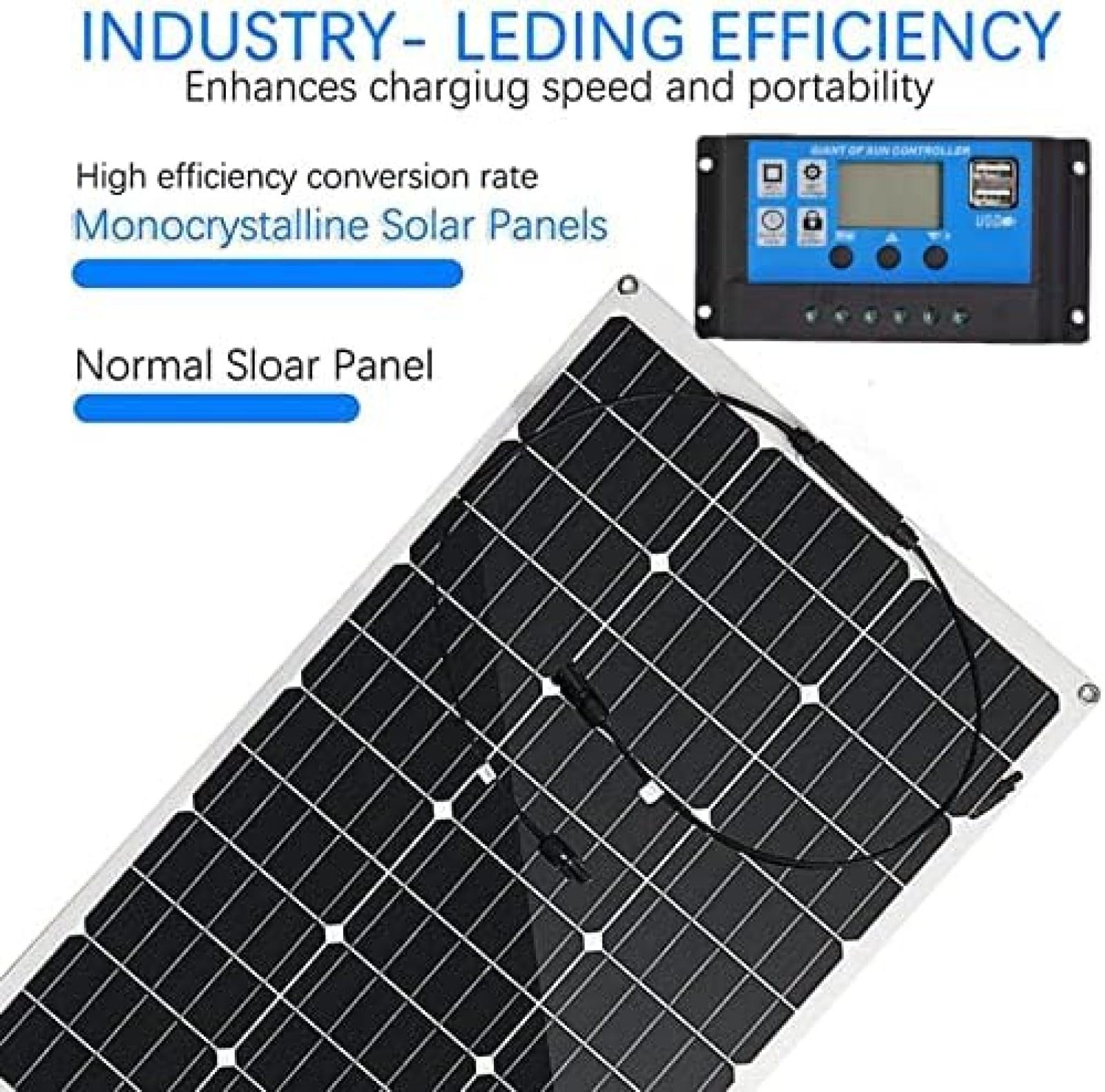 Panel De Energía Fotovoltaica 500W 2PCS Paneles Solares, Paneles Solares Flexibles con Accesorios, Módulo De Alta Eficiencia Cargador De Energía Fotovoltaica, para Viajes En Autocaravana,Bonny369