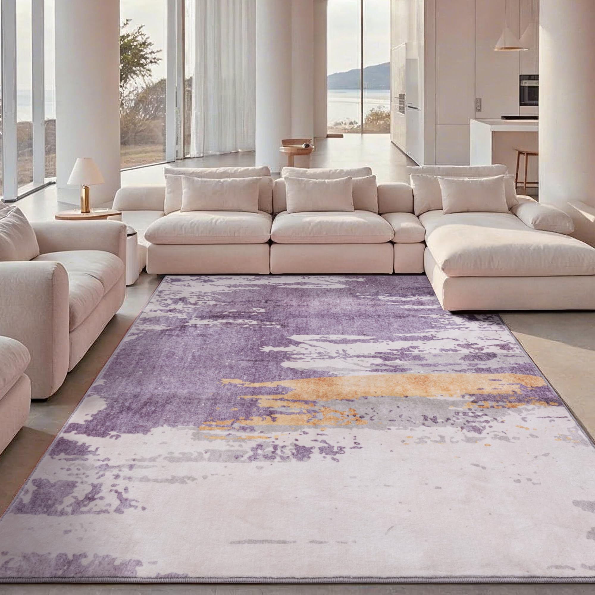 Carvapet 10x13 Area Rug - Lavender Purple Modern Abstract