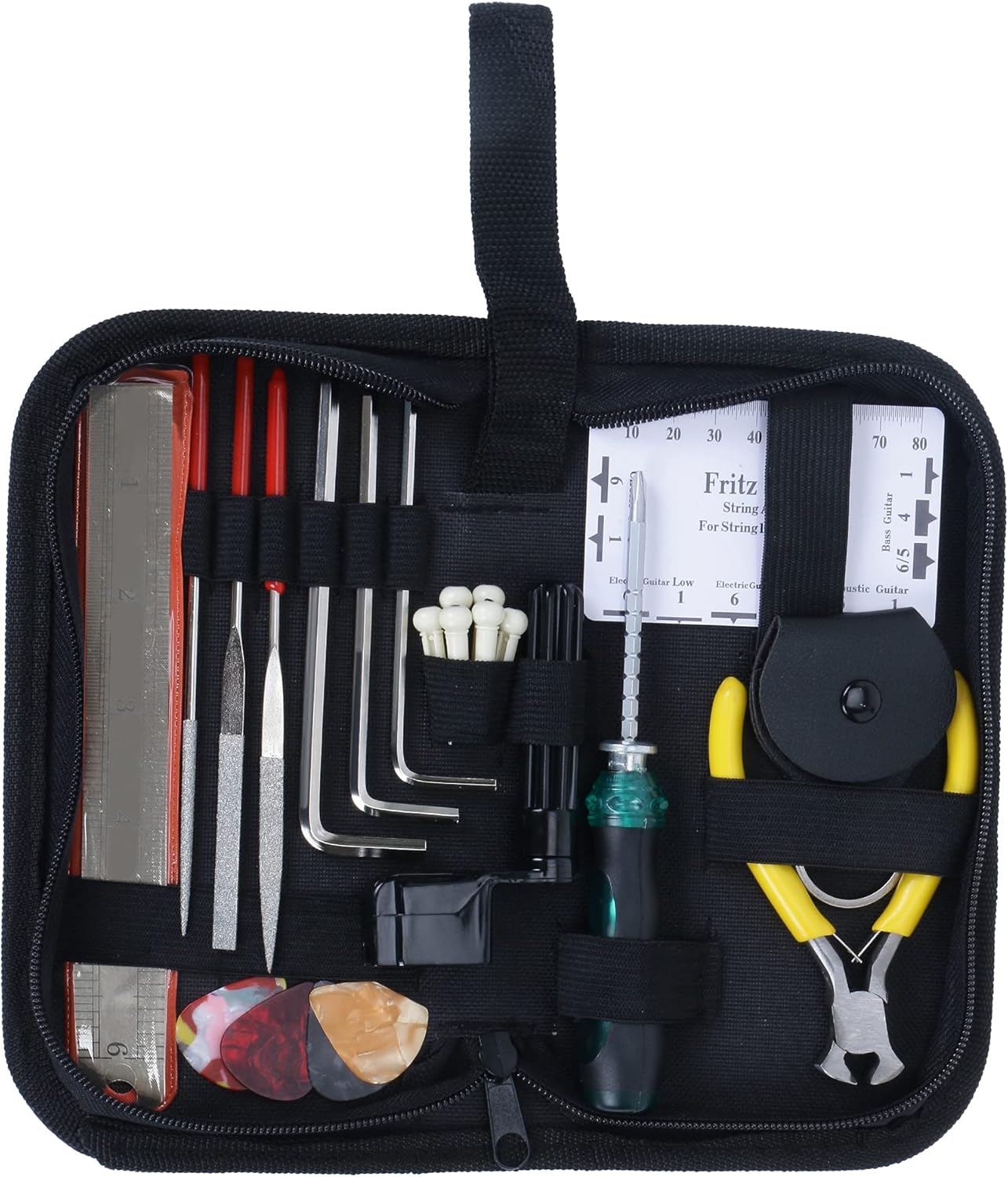 Juarez Guitar Maintenance, Set-up and Repair 23 Piece Tool Kit for Ukulele, Acoustic, Electric and Bass Guitars