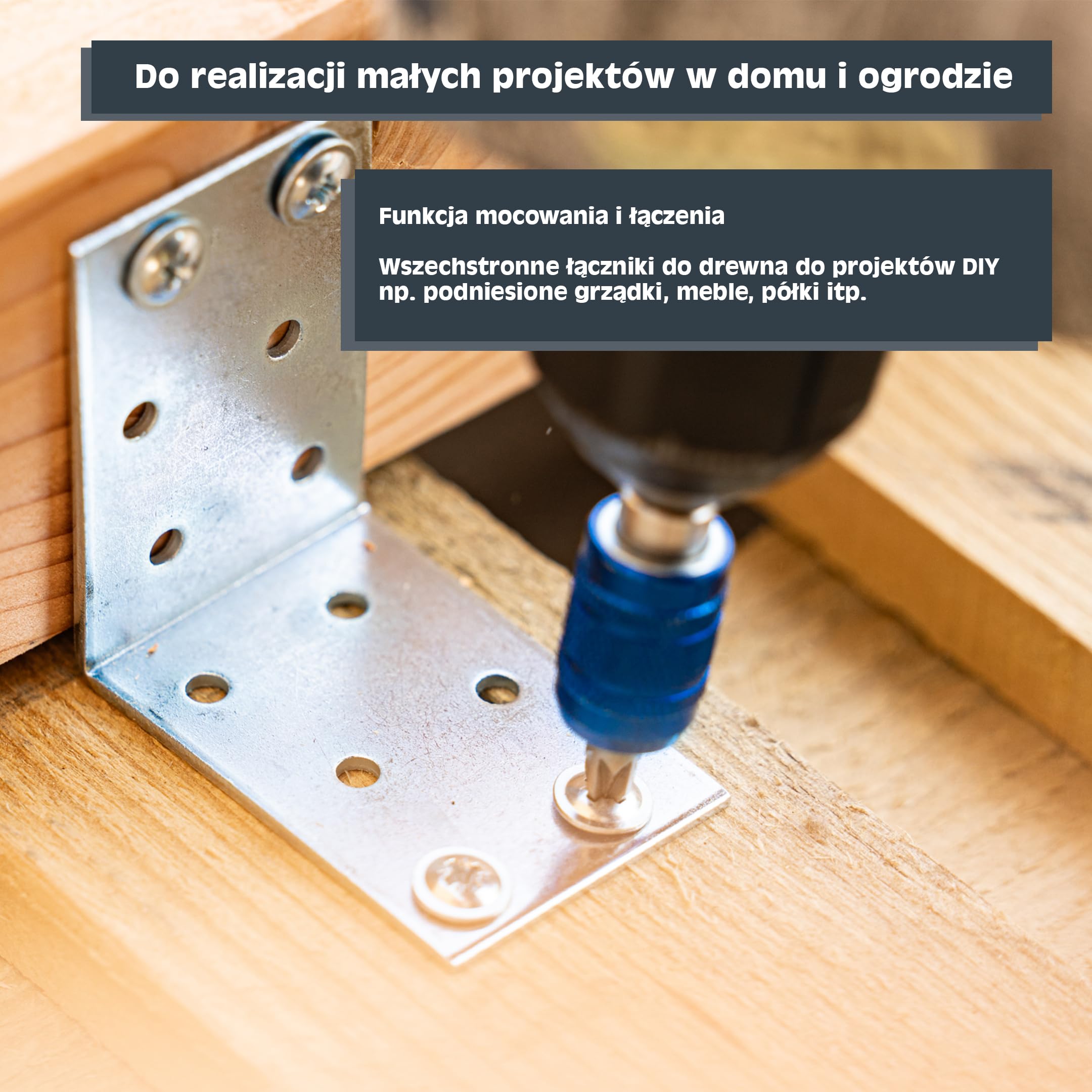 HELPMATE – Kątownik perforowany 80x80x80 mm – 12 sztuki – ocynkowany | Niebieskie, pasywowane łączniki do drewna – zabezpieczone przed korozją, z nawierconymi otworami i łatwe w montażu