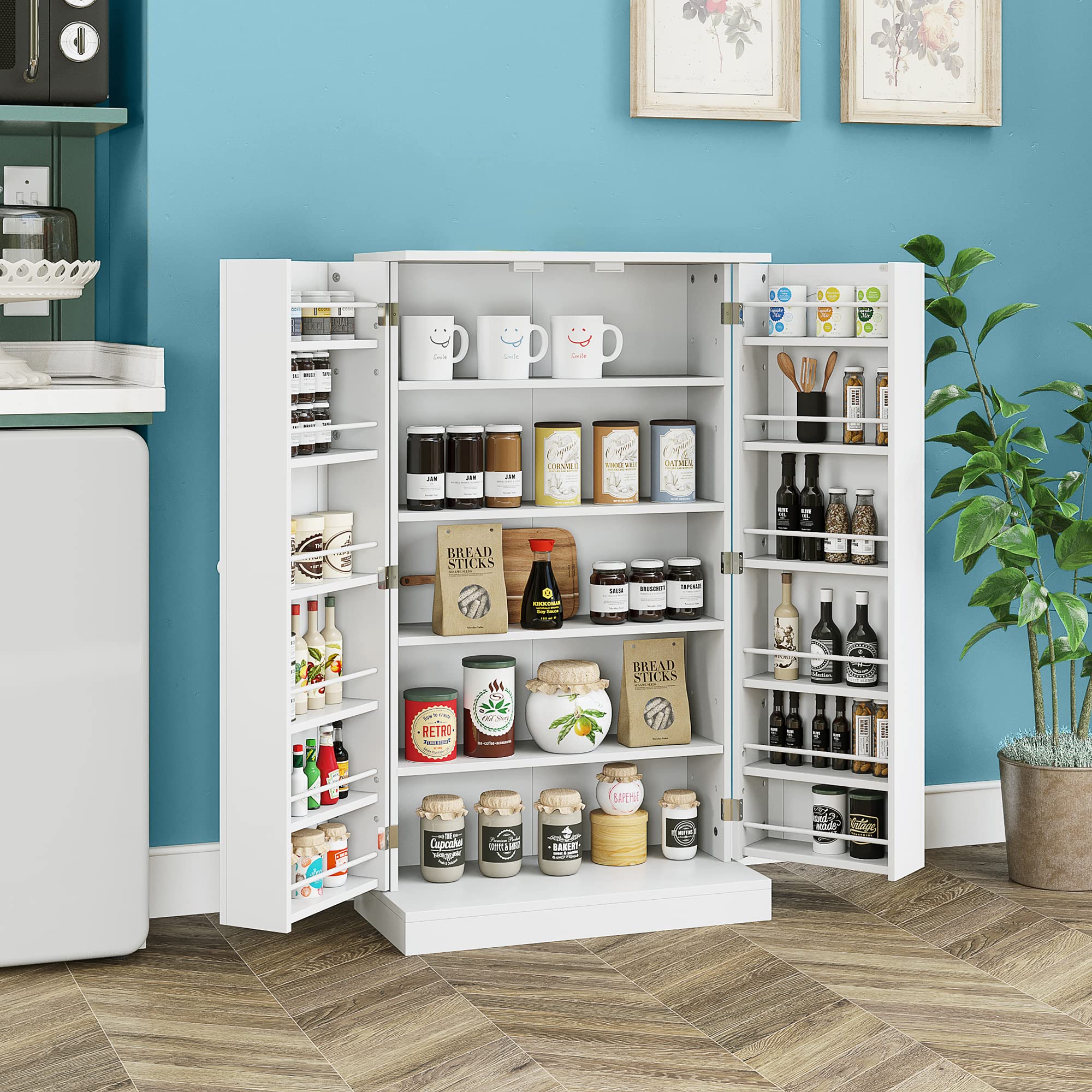 HOME BI 41'' Kitchen Pantry Storage with 6 Shelves