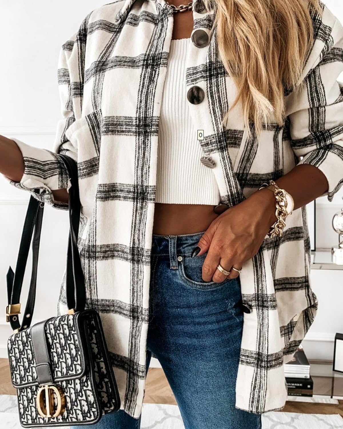 Blansdi Womens Flannel Shacket Plaid Button Down Long Sleeve Shirts Jacket Coats Fall Outfits Fashion Clothes 2025 - Image 2