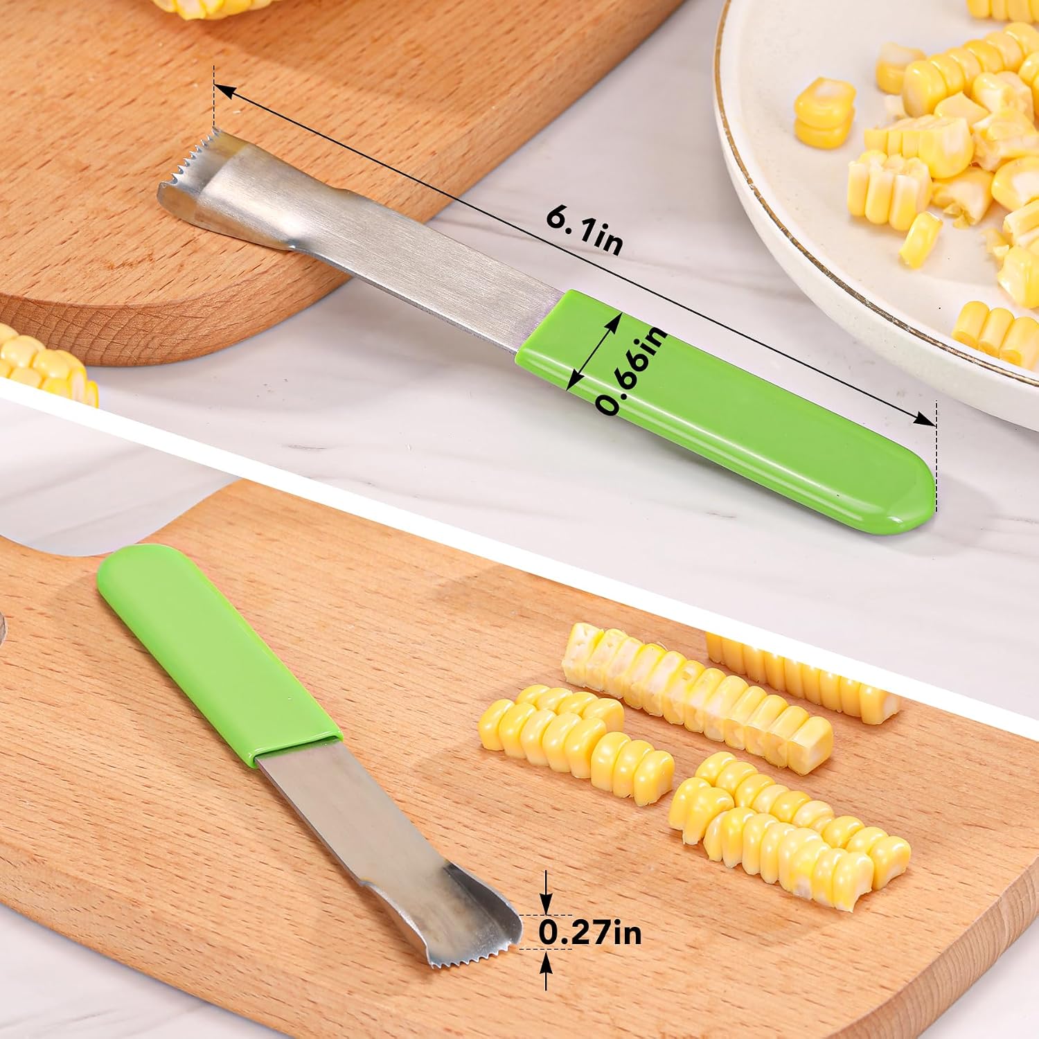 Corn Prep Peeler Joochi Stainless Steel Corn Stripping Tool Corn Cobber Remover Tools Cob Corn Stripper Thresher Quickly Remove Fresh & Boiled Corn Kernels Kitchen Gadget Chef Gift Idea (Green) image 5