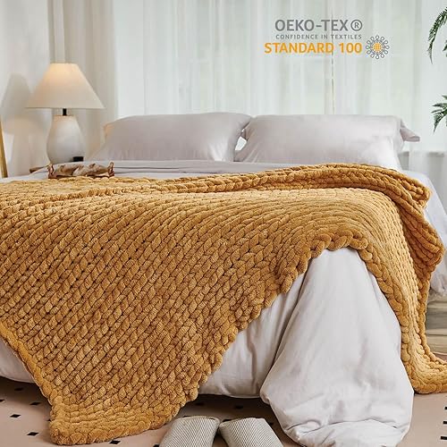 Miniatura 6 de Manta de punto grueso recientemente mejorada, versión más apretada, hecha a mano de chenilla, súper suave, manta de punto trenzado de hilo grueso