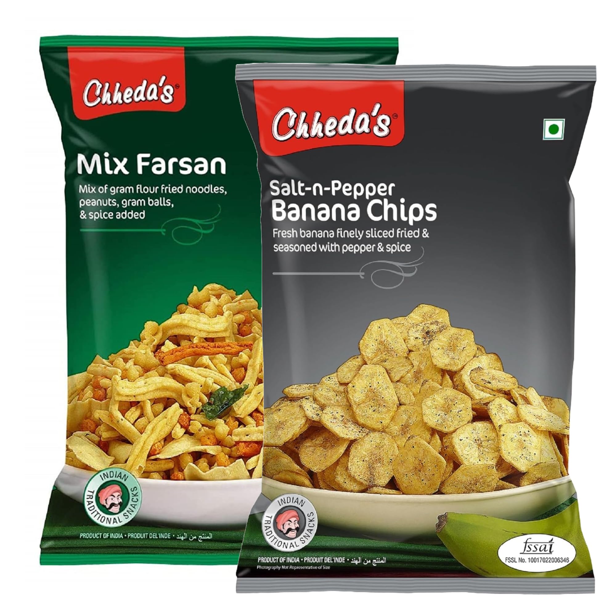 Chhedas - Salt N Pepper Banana Chips (350 Gm) and Mix Farshan (350 Gm) | Banana Wafers | Indian Namkeen | Tasty Snacks | Ready to Eat - Combo Pack (B0D1VFNJP8) Amazon Price History, Amazon Price Tracker
