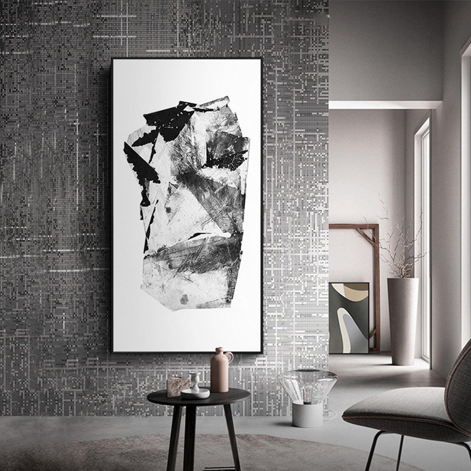 Art mural géométrique impression toile abstraite graffiti noir et blanc unique - 6