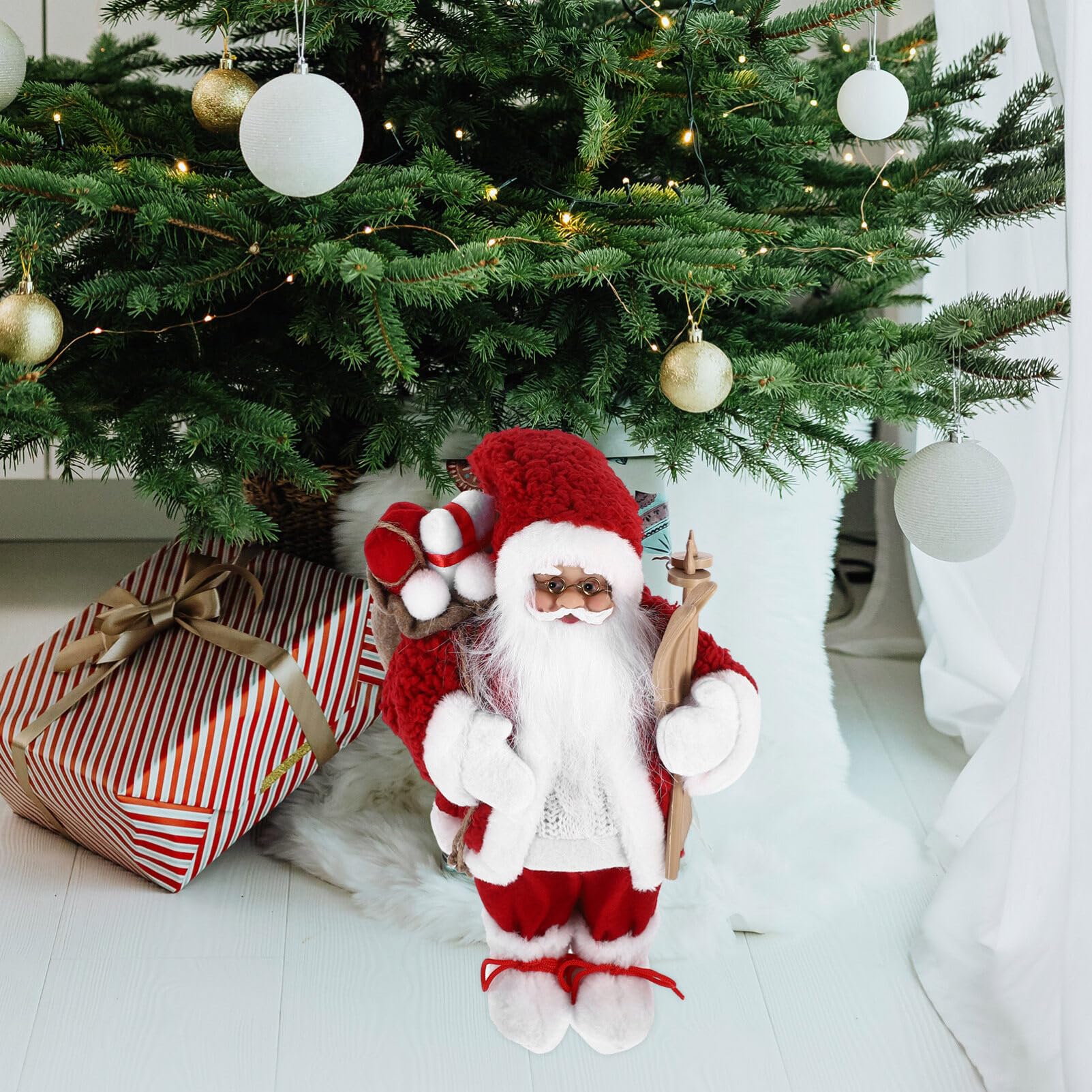 Amazon.co.jp: Totority クリスマス サンタ クロース 置物、 立って