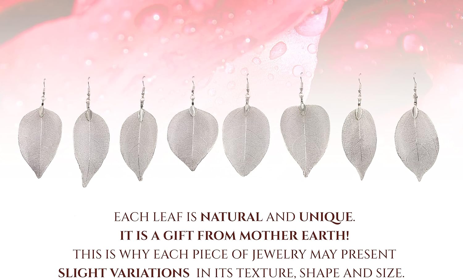 Gold Silver Rose Gold Leaf Jewelry for Women. Natural Leaf Earrings and Pendant Circle Necklaces. Elegant Drop Dangle Jewelry Sets. Valentines Day Gifts for Her - Image 5