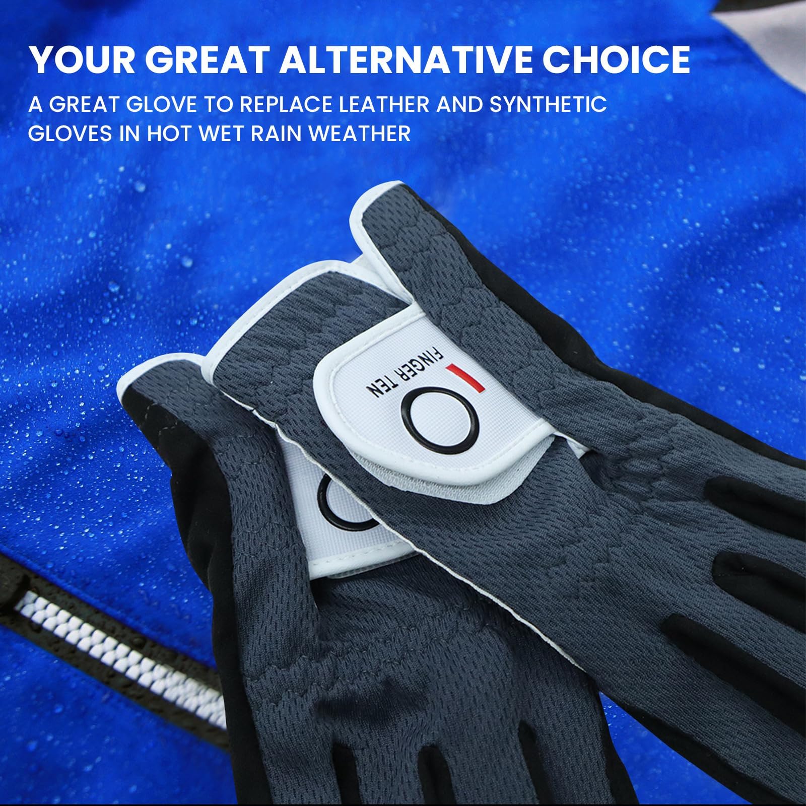XJBTBA - Guantes de golf para hombre, agarre de lluvia, paquete de 2 con 15 camisetas para mano izquierda para golfistas diestros, guantes para hombre para clima cálido y húmedo, sin negro, gris y