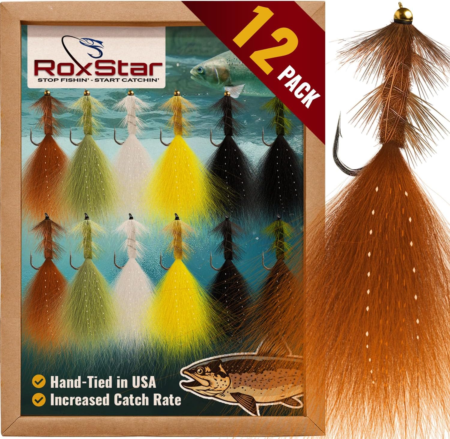 RoxStar Fly Shop | Wooly Bugger Flies Assortment | Hand Tied with Platinum Select Marabou | We Have Mastered The Woolly Bugger | The Results are Unmatched! Tied in House - Never Outsourced!