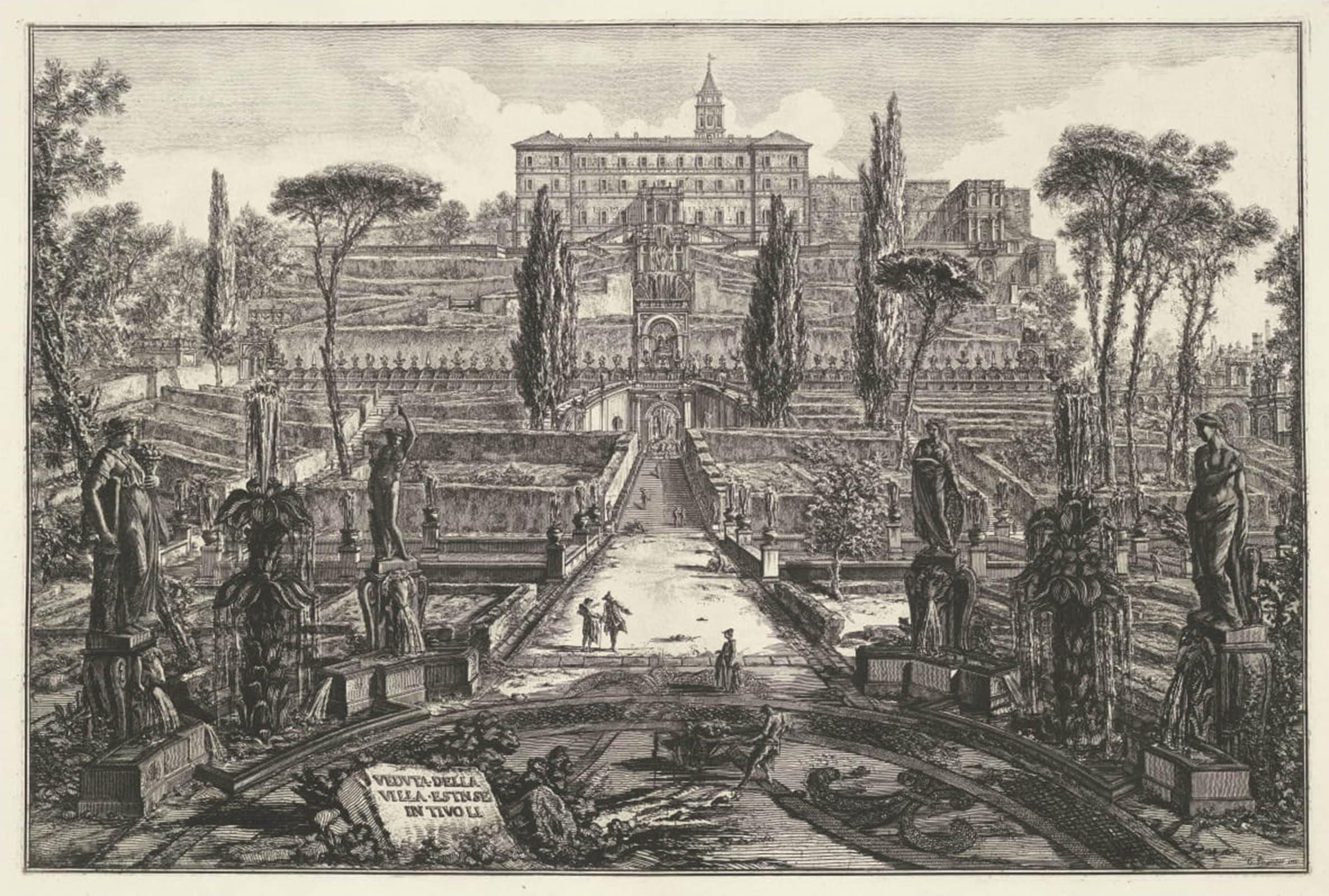 Posteriik No Frame Famous Animal Posters Vintage Picture View Of The Villa Estnse In Tivoli By Battista Piranesi Modern Wall Decor For Home Decor 60X90cm