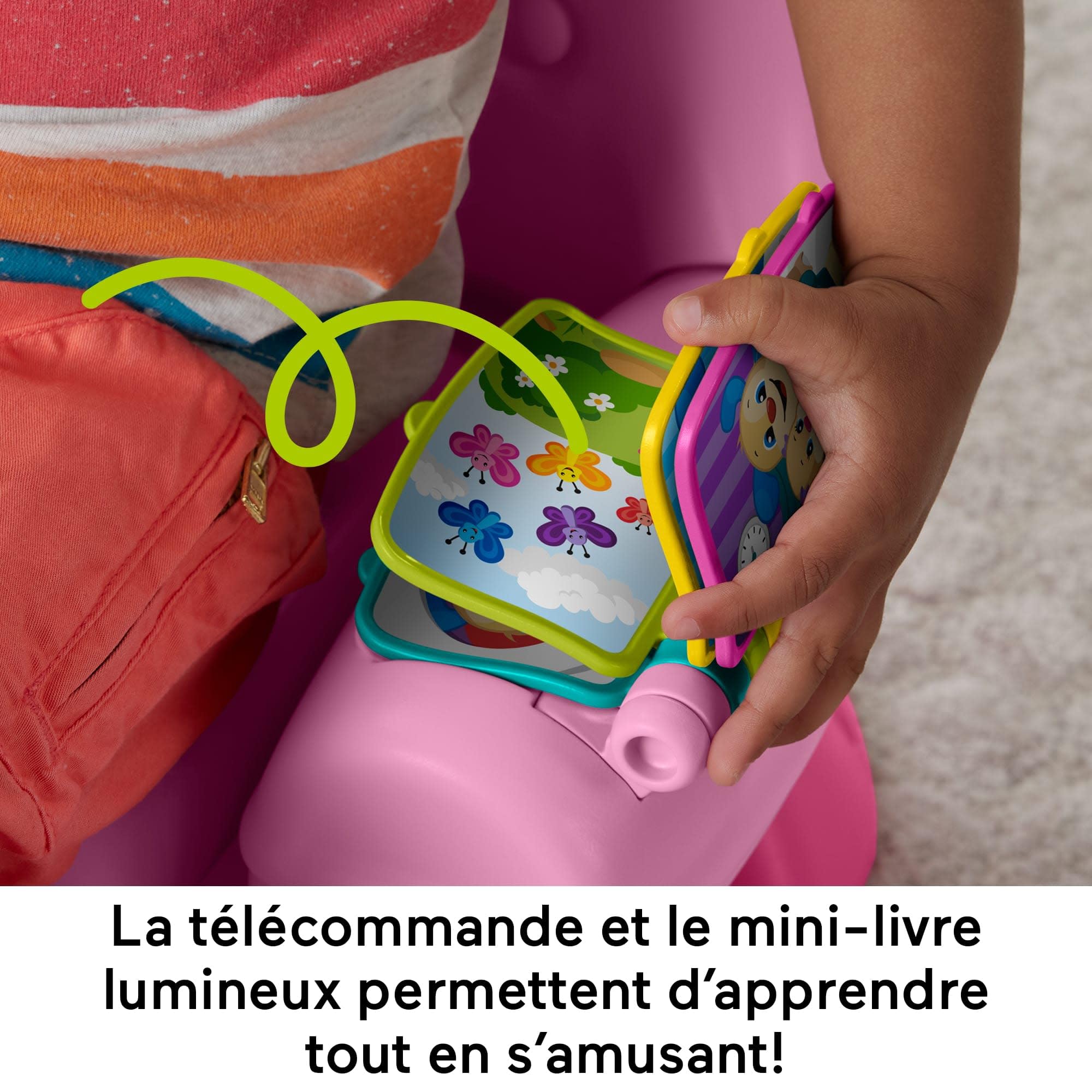 Fisher-Price Chaise Rires & Éveil Smart Stages, multilingue | Anglais, allemand, français, jouet musical rose, lumières & chansons éducatives, activités, enfants dès 1 an, JFF07