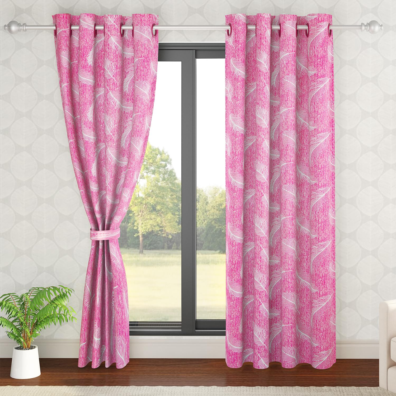 HOKIPO Polyester Window Curtains 5 Feet Long Set of 2, Pink (IN-672-PNK*2) (B0C7C95J49) Amazon Price History, Amazon Price Tracker