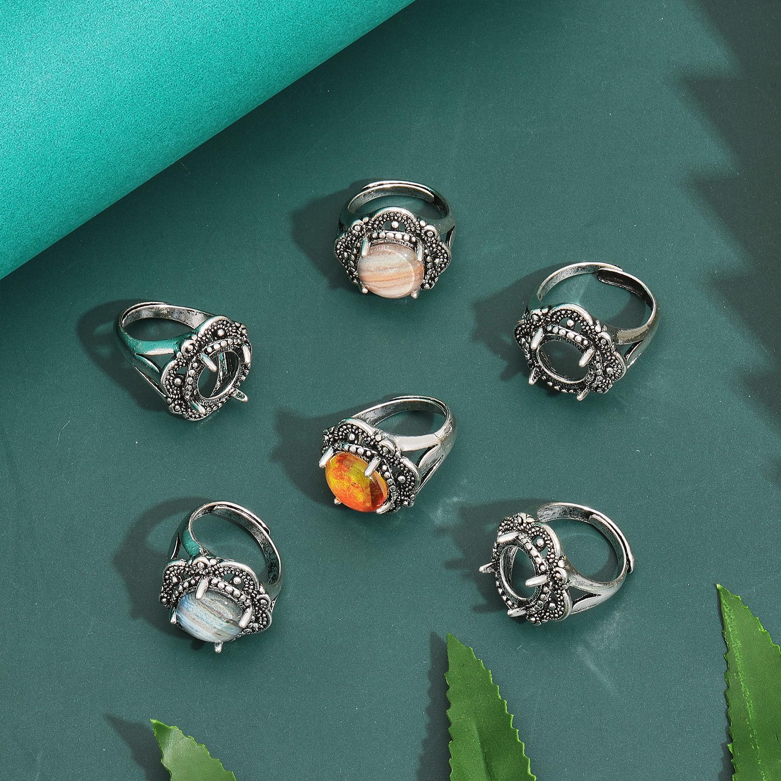 UNICRAFTALE 6 Pcs Bagues à Griffes Réglables Dorées Avec Strass - Bases Ovales 19mm Pour Création De Bijoux