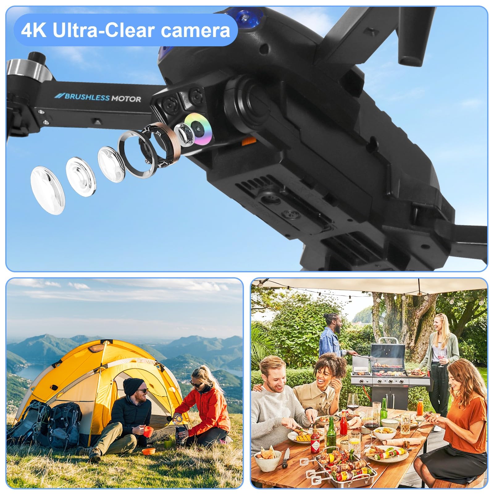 Drone pour Enfant avec Caméra 1080P HD, Drone Quadricoptère FPV WiFi Télécommandé, Mode sans Tête, Maintien d'Altitude, 360°Flips, Cadeau et Jouet pour Enfant ou Débutant