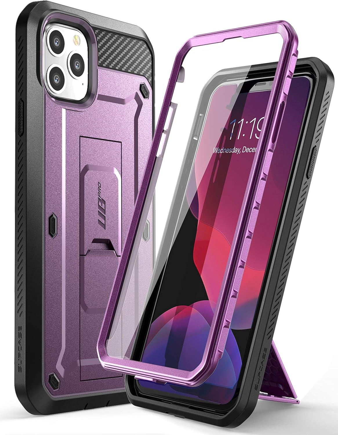 SUPCASE for iPhone 11 Pro Max Case with Screen Protector (Unicorn Beetle Pro), [Built-in Stand & Belt Clip] Heavy Duty Full-Body Shockproof Protective Phone Case for iPhone 11 Pro Max 6.5", Purple