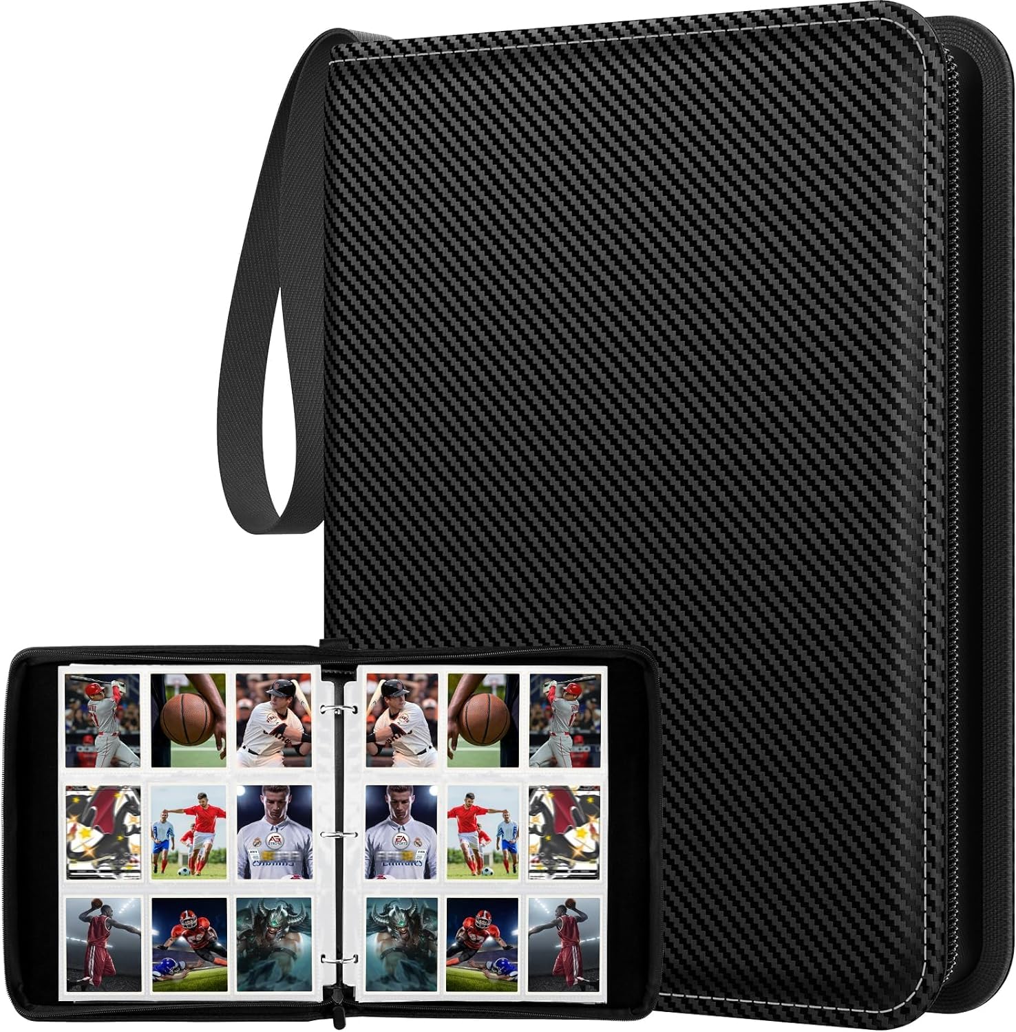 Trading Card Binder With Sleeves, 9 Pocket Premium 900 Double Sided Pocket PU Collection Binder, Collectible Albums Folder for MTG, TCG, Sports Cards, Game Cards