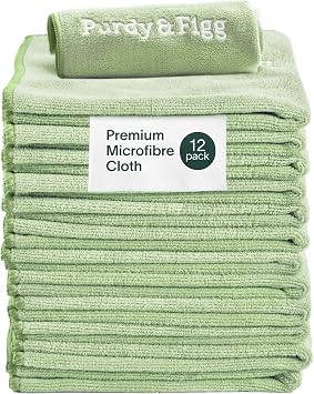 Purdy & Figg Microfibre Cleaning Cloths | Streak-Free | Pack of 12