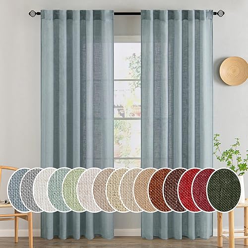 Vista 64 de MIULEE - Cortinas semitraslúcidas suaves y gruesas, textura de lino para dormitorio y sala de estar, para Navidad, con trabilla trasera y jareta, 84