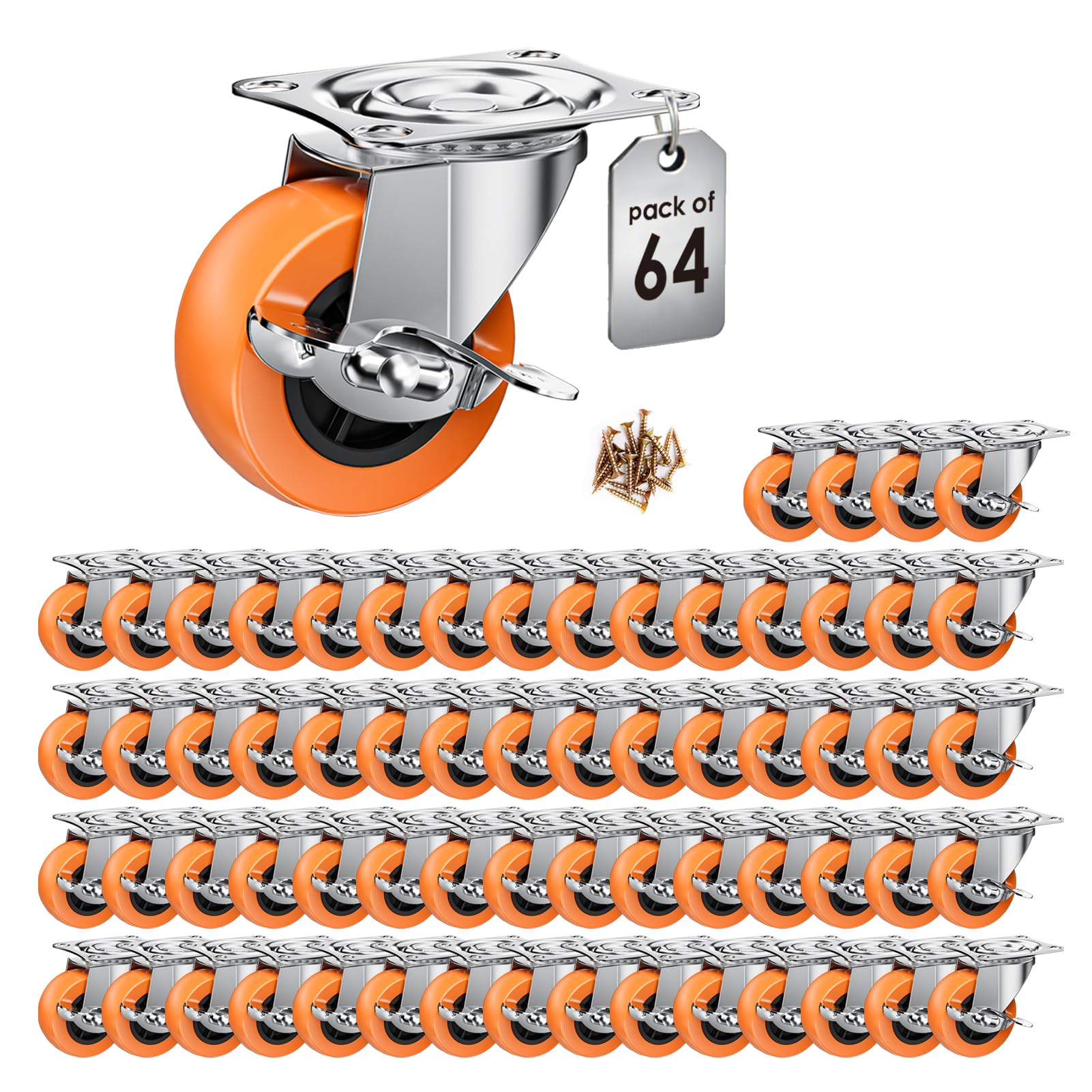 1.5" Swivel Plate Casters - Set of 8 -9